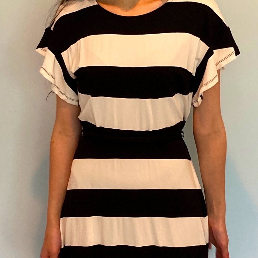 Ann Taylor Loft black and white stripe dress